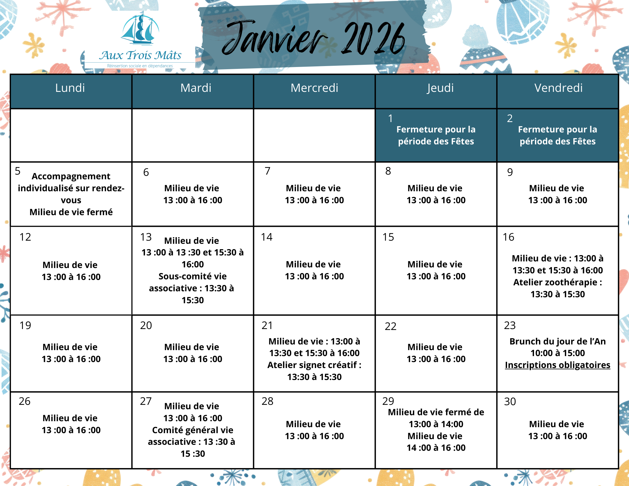 Programmation Janvier