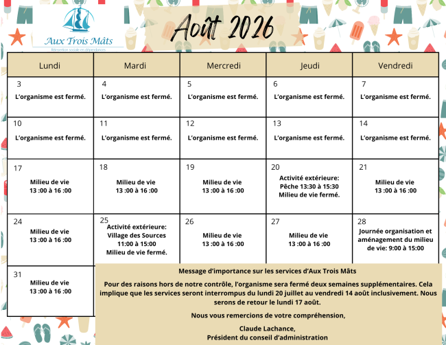 Programmation août 2026